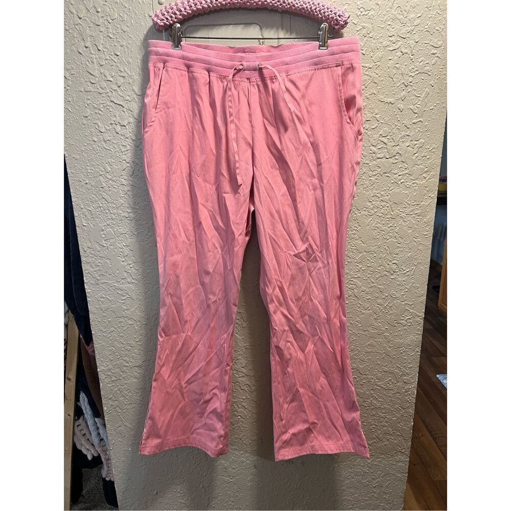 Nu Dimension Stretch Pink Scrub Pants Woman’s Size Large FLAWED-MARKS-STAINS